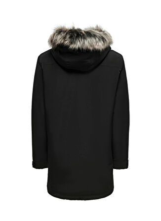 Only & Sons Siyah Erkek Mont ONSDREW FUR PARKA OTW