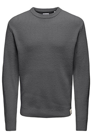 ONSFERGAL LIFE REG 7 RIB CREW KNIT GRİ 22030208