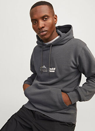 Jack & Jones Kapüşon Yaka Mor Erkek Sweatshırt 12266908_JCOLIMA LOGO SWEAT HOOD BF