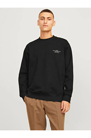 JPRBLACHAD Wide Fit Erkek Siyah Sweatshirt 12261386