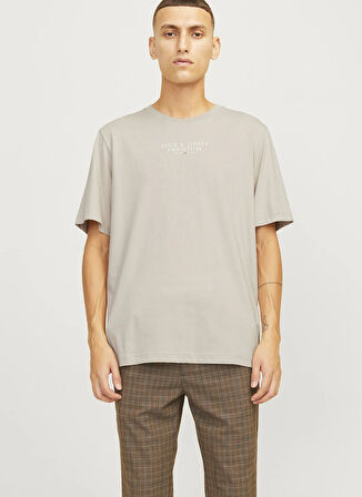 Jack & Jones Bisiklet Yaka Bej Erkek T-Shirt 12217167_JPRBLUARCHIE SS TEE CREW N