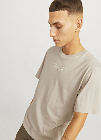 Jack & Jones Bisiklet Yaka Bej Erkek T-Shirt 12217167_JPRBLUARCHIE SS TEE CREW N