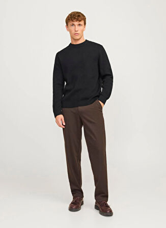 Jack & Jones Bisiklet Yaka Relaxed Siyah Erkek Kazak 12259666_JPRBLAMILANO STITCH KNIT C