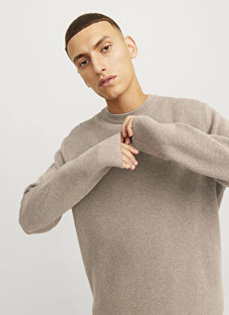 Jack & Jones Bisiklet Yaka Relaxed Kahve Erkek Kazak 12259666_JPRBLAMILANO STITCH KNIT C