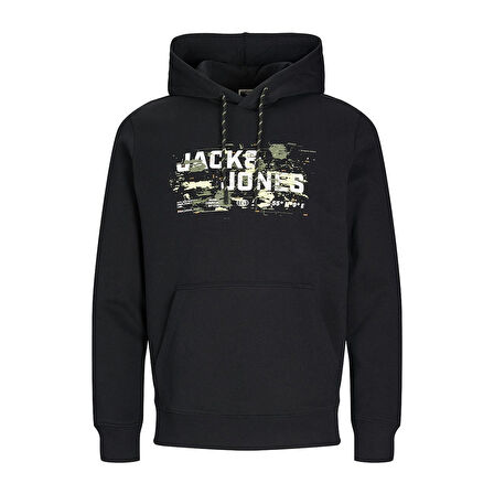 Jack & Jones 12261670 Jcooutdoor Logo Sweat Hood Sn Siyah