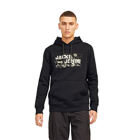Jack & Jones 12261670 Jcooutdoor Logo Sweat Hood Sn Siyah