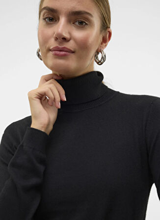 Vero Moda Balıkçı Yaka Dar Siyah Kadın Kazak VMIRIS LS ROLLNECK PULLOVER GA NOOS