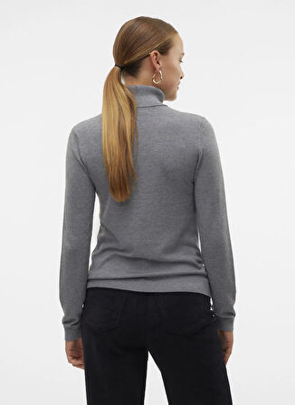 Vero Moda Balıkçı Yaka Dar Gri Kadın Kazak VMIRIS LS ROLLNECK PULLOVER GA NOOS
