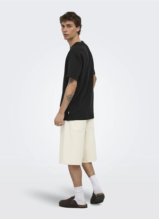 Only & Sons Siyah Erkek T-Shirt 22028692 ONSKIAN SEERSUCKER TEE NOS
