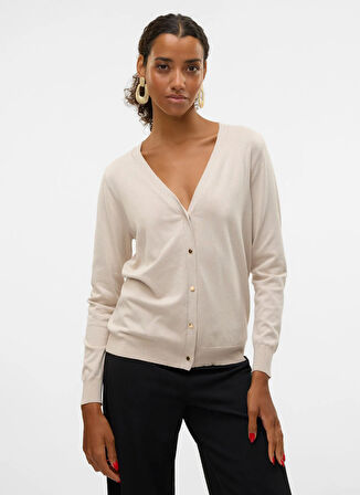 Vero Moda V Yaka Normal Taş Kazak Kadın VMSILJE LS V-NECK CARDIGAN GA NOOS