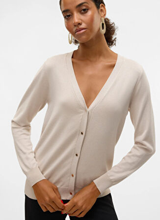 Vero Moda V Yaka Normal Taş Kazak Kadın VMSILJE LS V-NECK CARDIGAN GA NOOS
