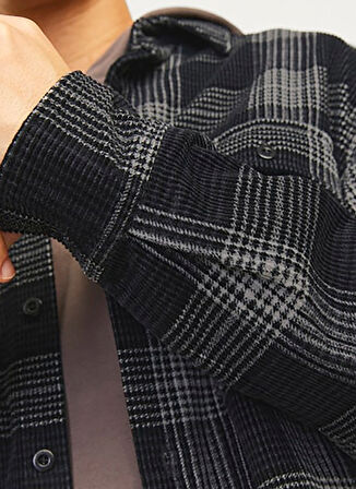 Jack & Jones Relaxed Siyah Erkek Gömlek 12261112_JCOTHEO CORDUROY CHECK OVE