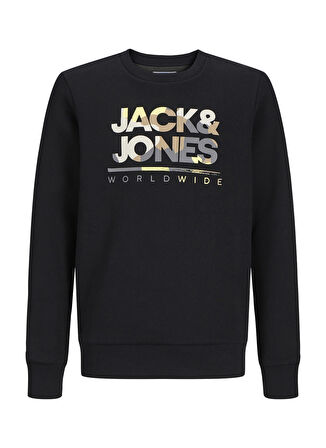 Jack & Jones Baskılı Erkek Çocuk Siyah Sweatshırt 12267134