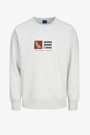 Jack & Jones Jorportland Erkek Bej Sweatshirt 12262958-BrightWhite