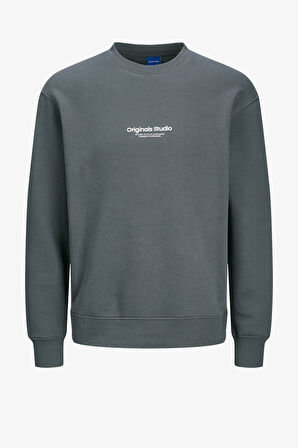 Jack & Jones Jorvesterbro Sweat Crew Neck Noos Erkek Gri Sweatshirt 12241694-IronGate