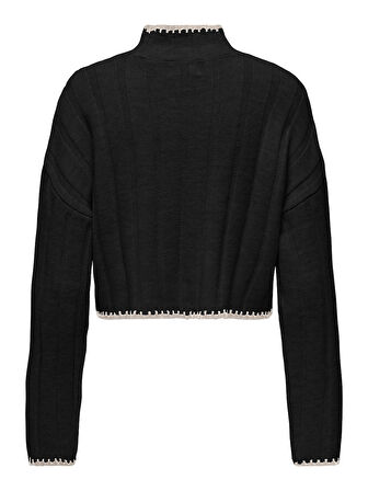 ONLCHICK STITCH LS HIGHNECK KNT NOOS Kadın Siyah Kazak - 15329963