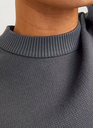 Jack & Jones Bisiklet Yaka Loose Fit Koyu Gri Erkek Kazak 12261852_JORVESTERBRO KNIT CREW NEC