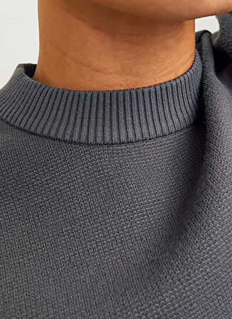 Jack & Jones Bisiklet Yaka Loose Fit Koyu Gri Erkek Kazak 12261852_JORVESTERBRO KNIT CREW NEC