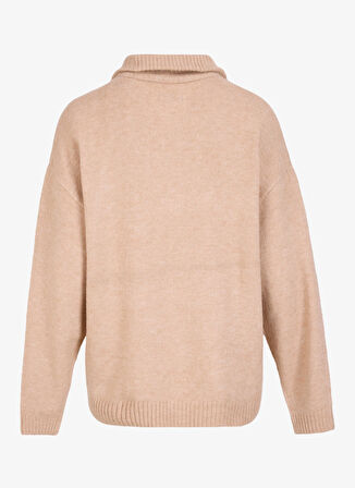 Jack & Jones Dik Yaka Relaxed Bej Erkek Kazak 12241817_JOROLLIE KNIT HALF ZIP SN