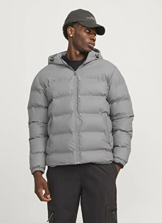 Jack & Jones Gri Erkek Mont 12239020_JCOELEMENTS PU PUFFER