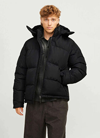 Jack & Jones Siyah Erkek Mont 12260428_JCOAERO PUFFER SN