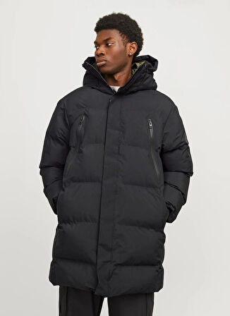Jack & Jones Siyah Erkek Mont 12260481_JCOALPHA LONG PUFFER SN