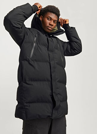 Jack & Jones Siyah Erkek Mont 12260481_JCOALPHA LONG PUFFER SN