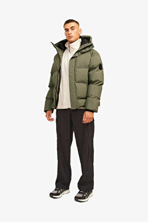 Jack & Jones Jcoalpha Puffer Erkek Yeşil Mont 12261971-DustyOlive