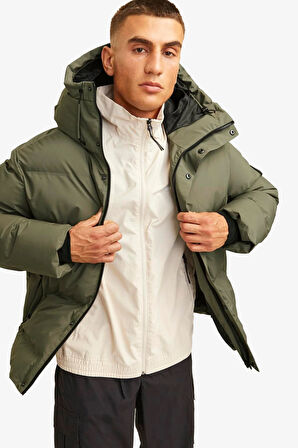 Jack & Jones Jcoalpha Puffer Erkek Yeşil Mont 12261971-DustyOlive