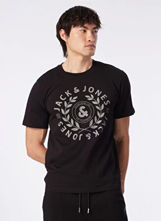Jack & Jones Yuvarlak Yaka Siyah Erkek T-Shirt JORJAMES SS TEE EXC