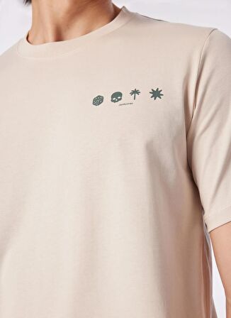 Jack & Jones Bisiklet Yaka Krem Erkek T-Shirt JCOELMER TEE SS CREW NECK EXC