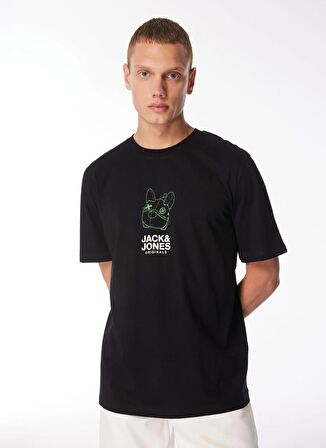 Jack & Jones Yuvarlak Yaka Siyah Erkek T-Shirt JORPAL TEE SS CREW NECK EXC