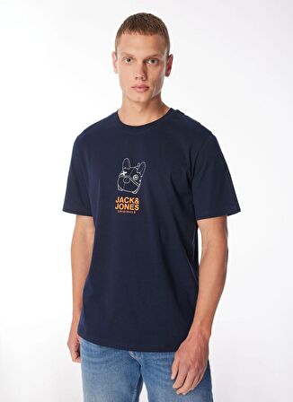 Jack & Jones Yuvarlak Yaka Lacivert Erkek T-Shirt JORPAL TEE SS CREW NECK EXC