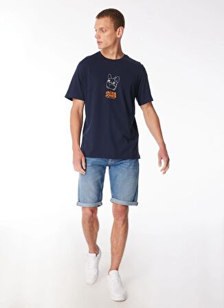 Jack & Jones Yuvarlak Yaka Lacivert Erkek T-Shirt JORPAL TEE SS CREW NECK EXC