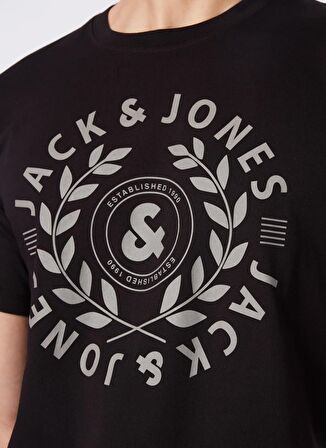 Jack & Jones Yuvarlak Yaka Siyah Erkek T-Shirt JORJAMES SS TEE EXC