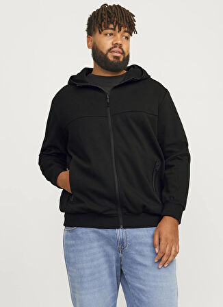 Jack & Jones Kapüşon Yaka Siyah Erkek Sweatshırt 12263091_JCOFUSION SWEAT ZIP HOOD P