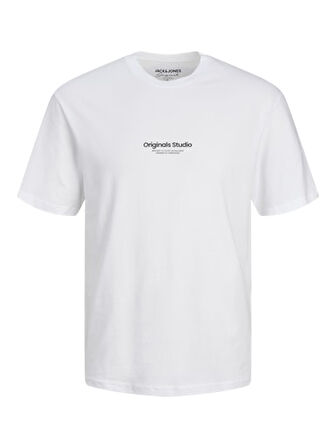JACK JONES Erkek Beyaz Pamuklu Tişört 12248177