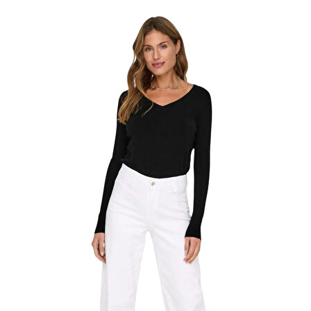 Kadın V Yaka Triko Kazak 15333990