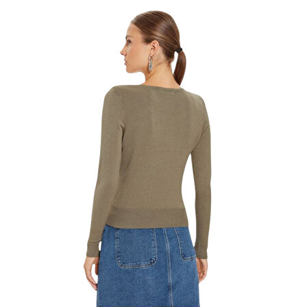 Kadın V Yaka Triko Kazak 15333990