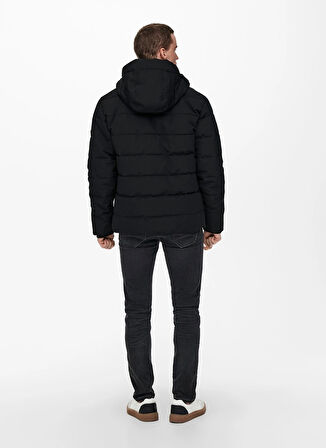 Only & Sons Siyah Erkek Mont ONSMARVIN LIFE PUFFER JACKET OTW