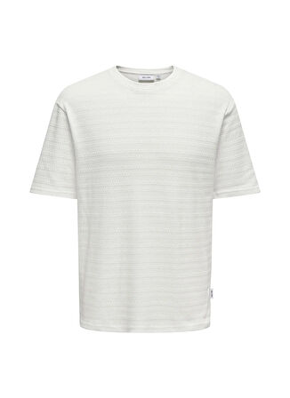 Only & Sons O Yaka Düz Beyaz Erkek T-Shirt ONSGIVO REG 12 SS CREW KNIT NOOS