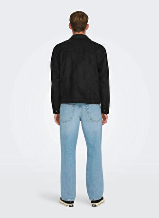 Only & Sons Normal Siyah Erkek Ceket ONSYUKI FAKE SUEDE JACKET OTW