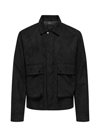 Only & Sons Normal Siyah Erkek Ceket ONSYUKI FAKE SUEDE JACKET OTW