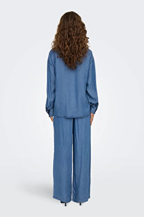 Only Kadın Onlcharıs Düşük Omuz Oversize Uzun Kollu Gömlek 15337928 Koyu Mavi