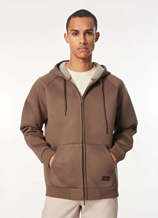 Only & Sons Kapüşon Yaka Koyu Kahve Erkek Sweatshırt ONSBOBBEY SCUBA FULL ZIP HOODIE SWE