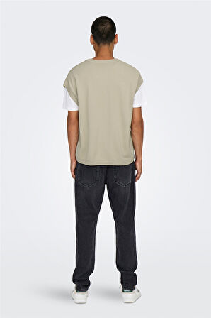 ONSLUSIM LIFE RLX 12 V-NECK VEST KNIT Erkek Gri Yelek - 22030784