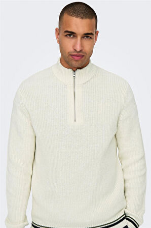 ONSLIMA LIFE REG 5 MIX BOX KNIT BTS Erkek Beyaz Kazak - 22031007