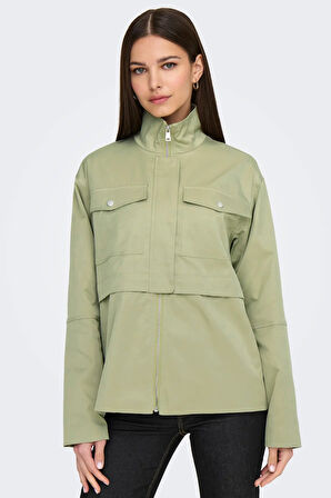 Only Kadın Onllısa Dik Yaka Fermuar Kapamalı Mevsimlik Mont Ceket 15338047 Oliv