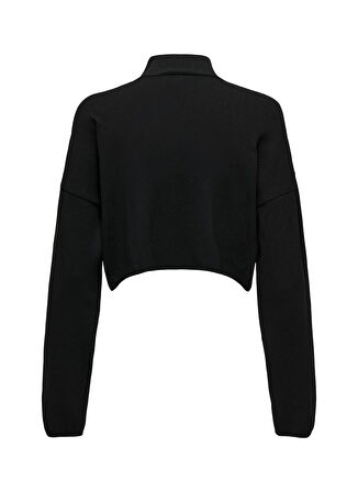 Only Normal Örgü Desenli Siyah Kazak Kadın ONLBODRUM CROPPED PULLOVER KNT