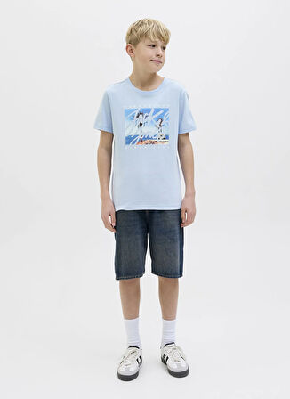 Jack & Jones Baskılı Mavi Erkek Çocuk T-Shirt 12269809